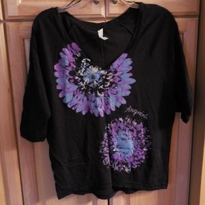 Aerpostale black flowered shirt
